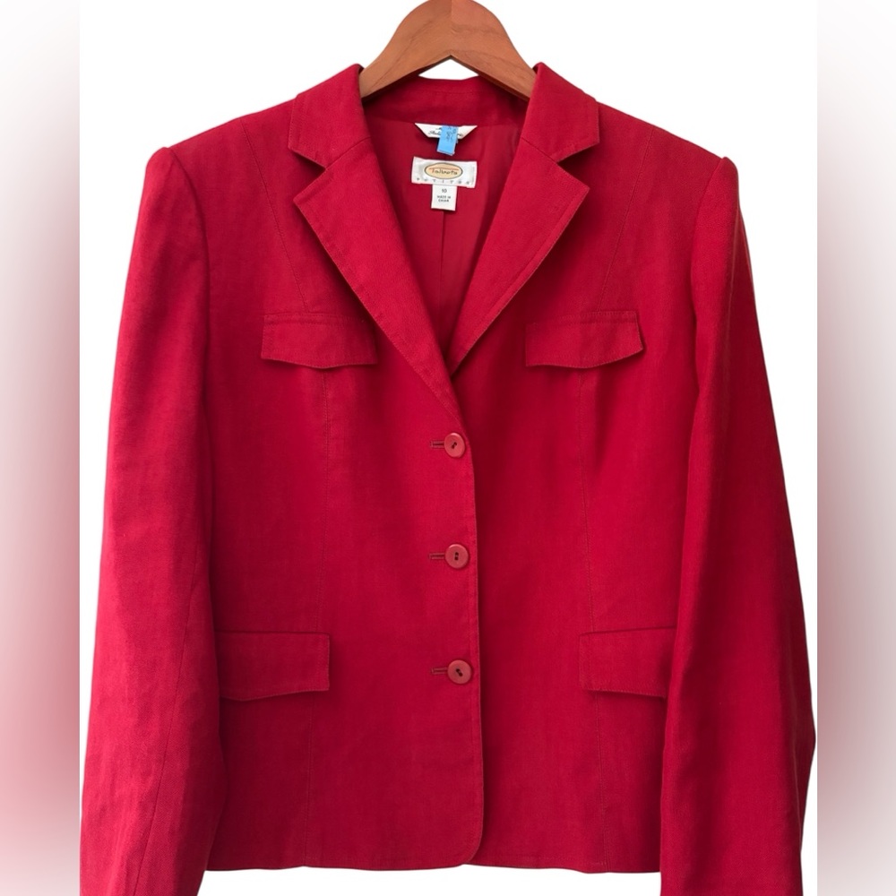 Talbots Red Linen Blazer - Picture 4 of 16